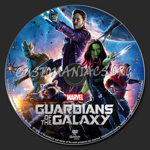 Guardians Of The Galaxy dvd label