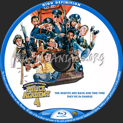 Police Academy 4: Citizens On Patrol blu-ray label