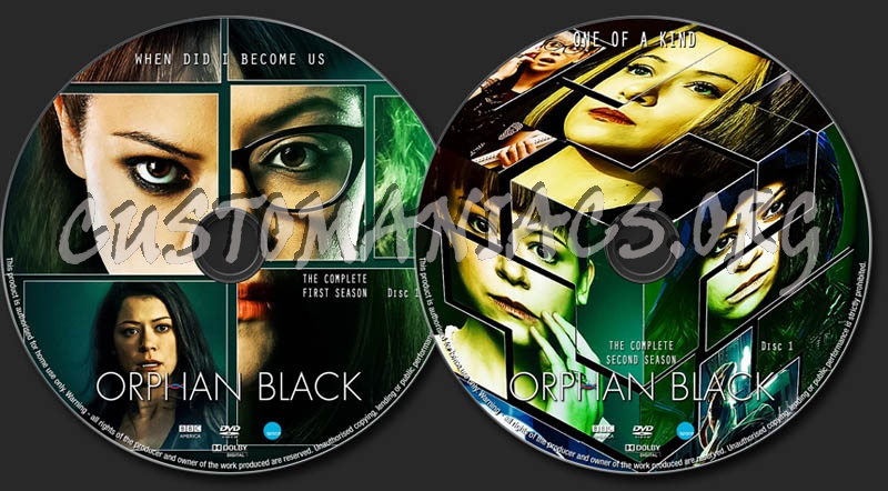 Orphan Black Season 1 & 2 dvd label