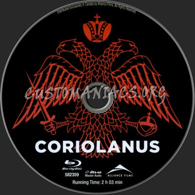 Coriolanus blu-ray label