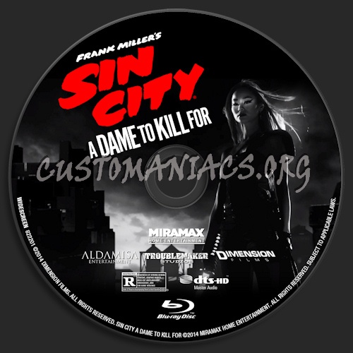 Sin City: A Dame to Kill For blu-ray label