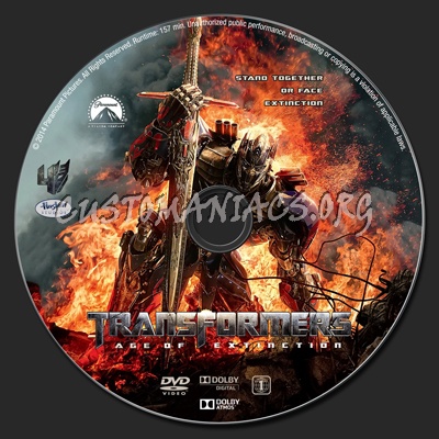 Transformers: Age of Extinction dvd label