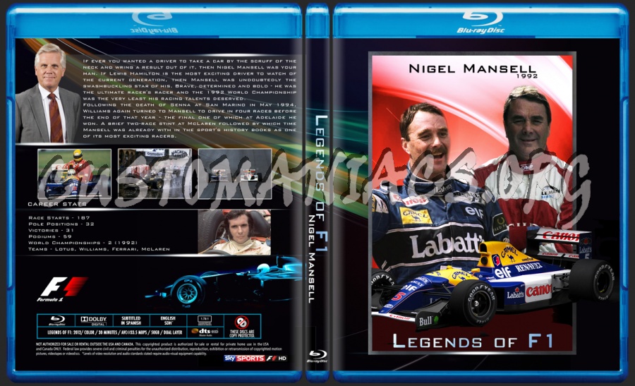 Legends of F1: Nigel Mansell blu-ray cover