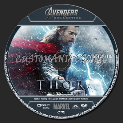 Avengers Collection - Thor The Dark World dvd label