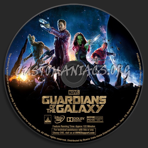 Guardians of the Galaxy dvd label