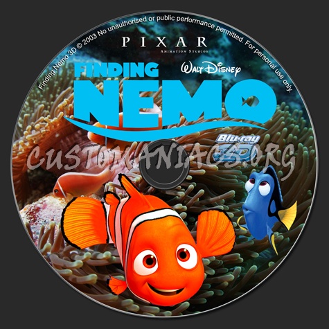 Finding Nemo 3D blu-ray label