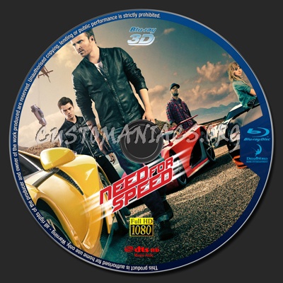 Need for Speed blu-ray 3D blu-ray label