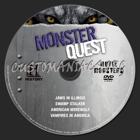 Monster Quest Movie Monsters dvd label