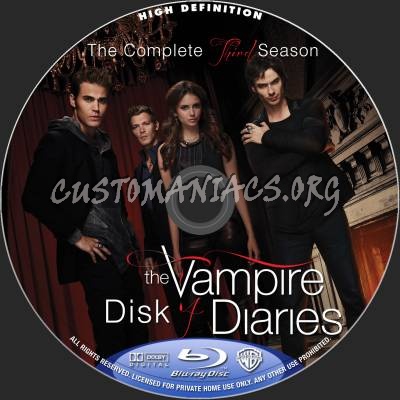 The Vampire Diaries Season 3 blu-ray label