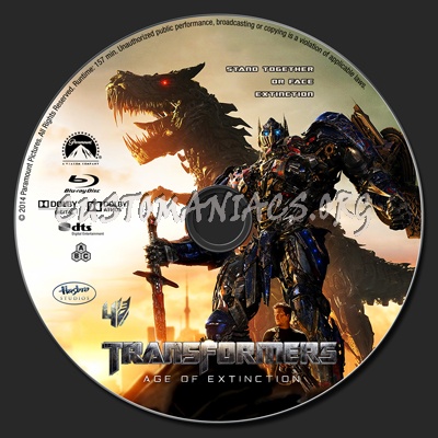 Transformers: Age of Extinction blu-ray label