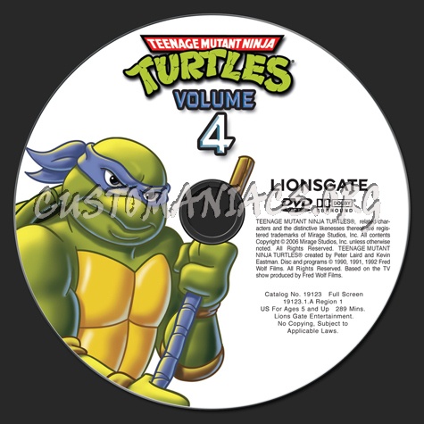 Teenage Mutant Ninja Turtles Volume 4 dvd label