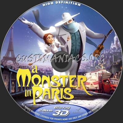 A Monster In Paris (2D+3D) blu-ray label