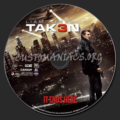 Taken 3 (aka TAK3N) blu-ray label