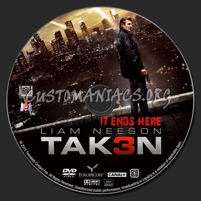 Taken 3 dvd label