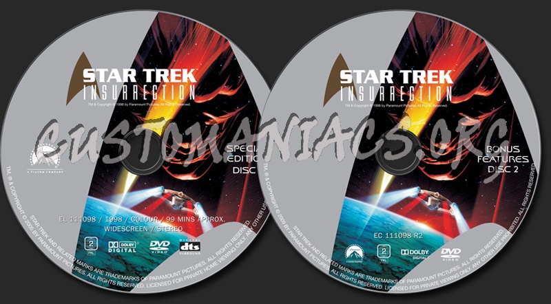 Star Trek Insurrection dvd label