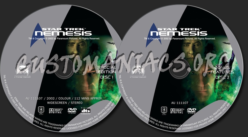 Star Trek Nemesis dvd label