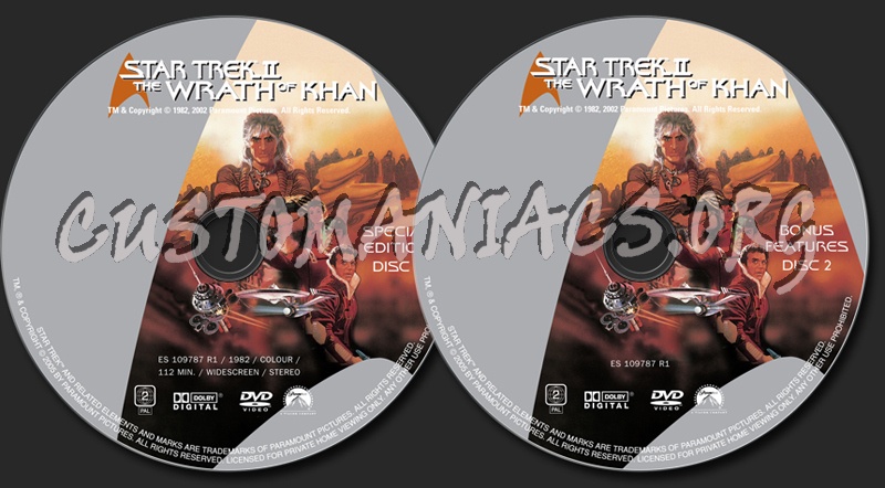 Star Trek The Wrath of Khan dvd label