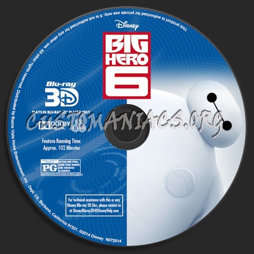 Big Hero 6 blu-ray label