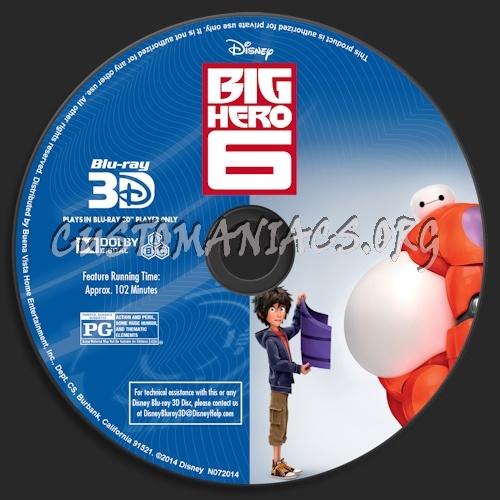 Big Hero 6 blu-ray label