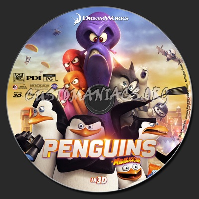 Penguins Of Madagascar (2D & 3D) blu-ray label