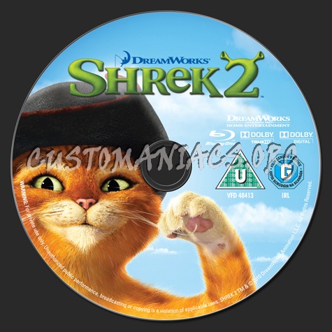 Shrek 2 blu-ray label