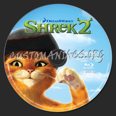 Shrek 2 blu-ray label