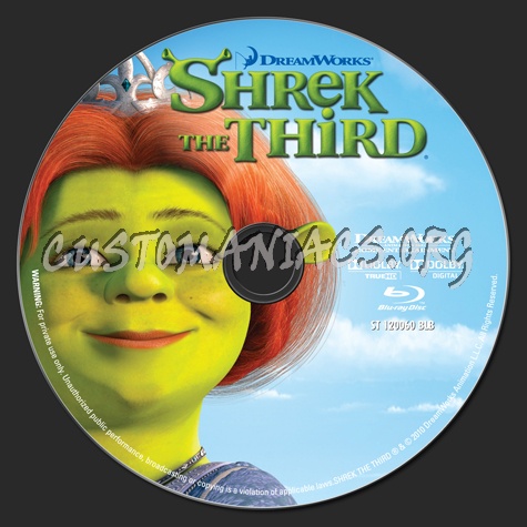 Shrek the Third blu-ray label