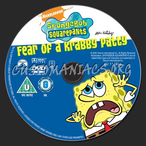 Spongebob Squarepants Fear of a Krabby Patty dvd label