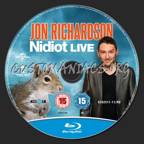 Jon Richardson Nidiot Live blu-ray label