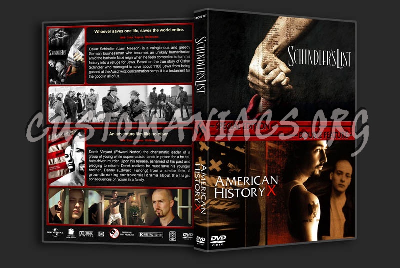 Schindler's List / American History X Double dvd cover