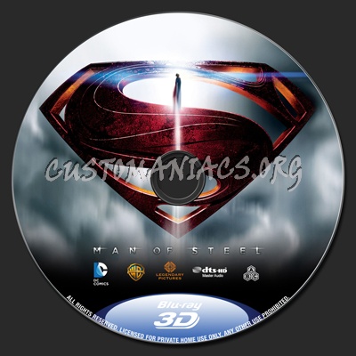 Man of Steel 3D blu-ray label