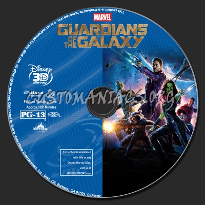 Guardians Of The Galaxy (2D+3D) blu-ray label