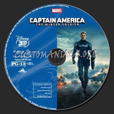 Captain America: The Winter Soldier (2D+3D) blu-ray label