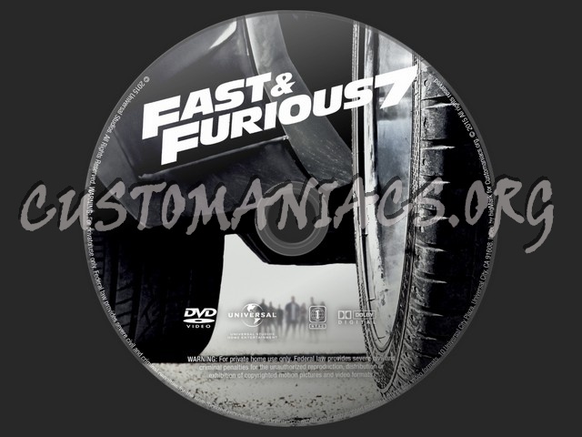 Fast And Furious 7 dvd label