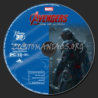 Avengers: Age Of Ultron (2D+3D) blu-ray label