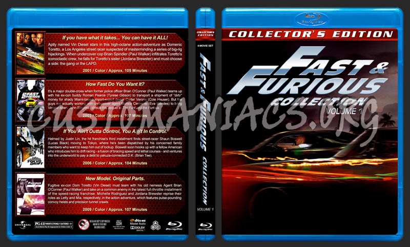 Fast & Furious Collection 1-4 blu-ray cover