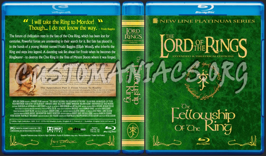 Lord of the Rings - Fellowship of the Rings blu-ray cover