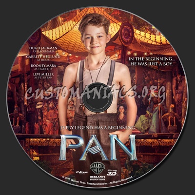 Pan (2015) 2D & 3D blu-ray label