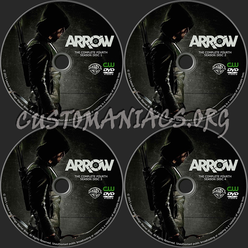 Arrow The Fourth Season Discs 1 To 4 dvd label