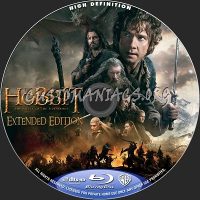 The Hobbit: Battle Of The Five Armies Extended Edition blu-ray label