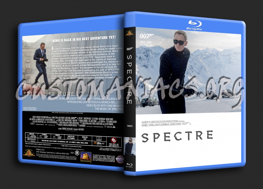 Spectre 007 blu-ray cover