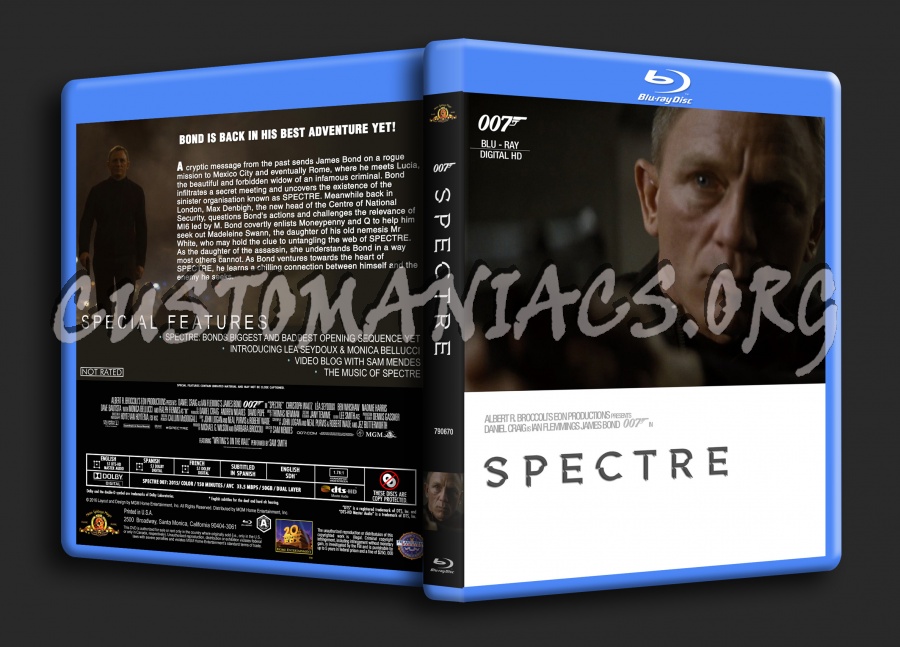 Spectre 007 blu-ray cover