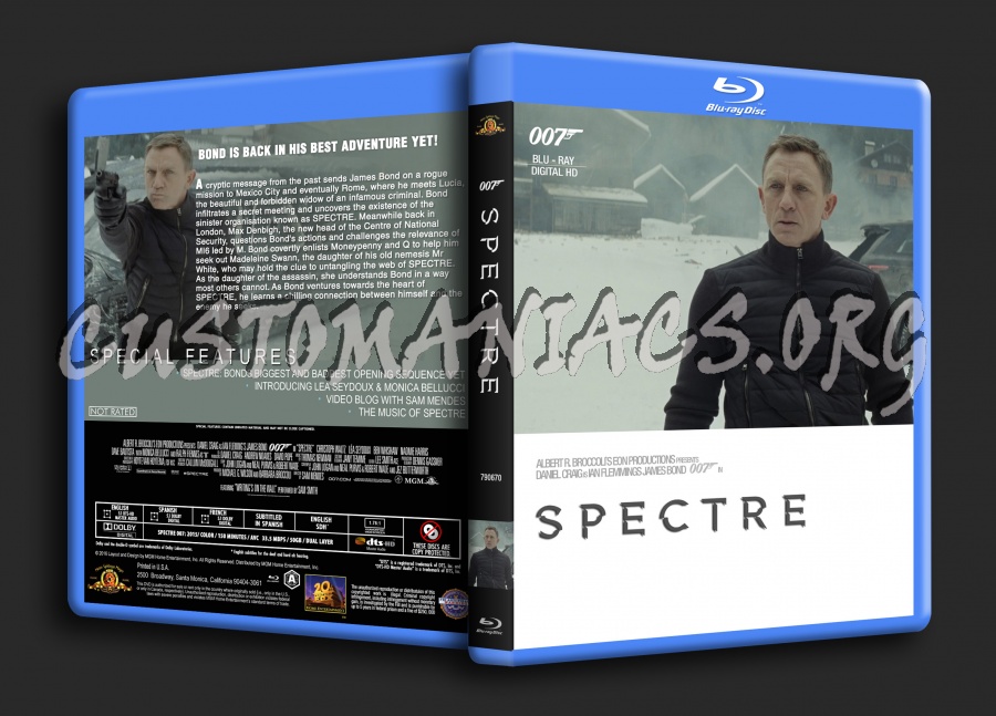 Spectre 007 blu-ray cover