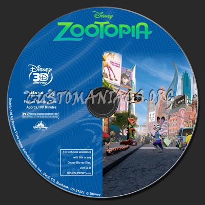 Zootopia (2D+3D) blu-ray label