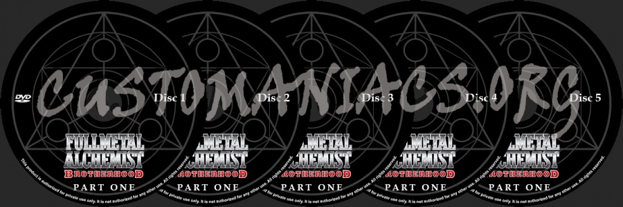 Fullmetal Alchemist: Brotherhood Part 1 dvd label