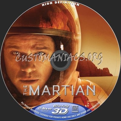 The Martian (2D+3D) blu-ray label