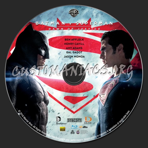 Batman v Superman: Dawn of Justice (2D & 3D) blu-ray label