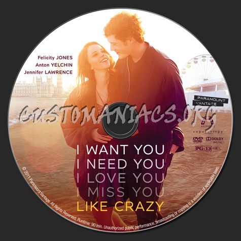 Like Crazy dvd label