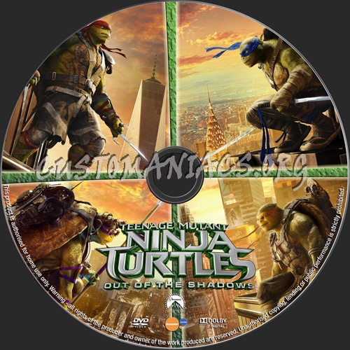 Teenage Mutant Ninja Turtles 2 Out Of The Shadows dvd label