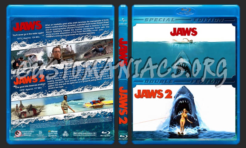 Jaws / Jaws 2 Double Feature blu-ray cover